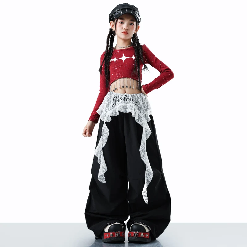 Stilvolle Teen Mädchen Hiphop Mode Top Und Hosen Set Streetwear Kinder Kinder Jazz Dance Kostüm Hip Hop Performance Kleidung