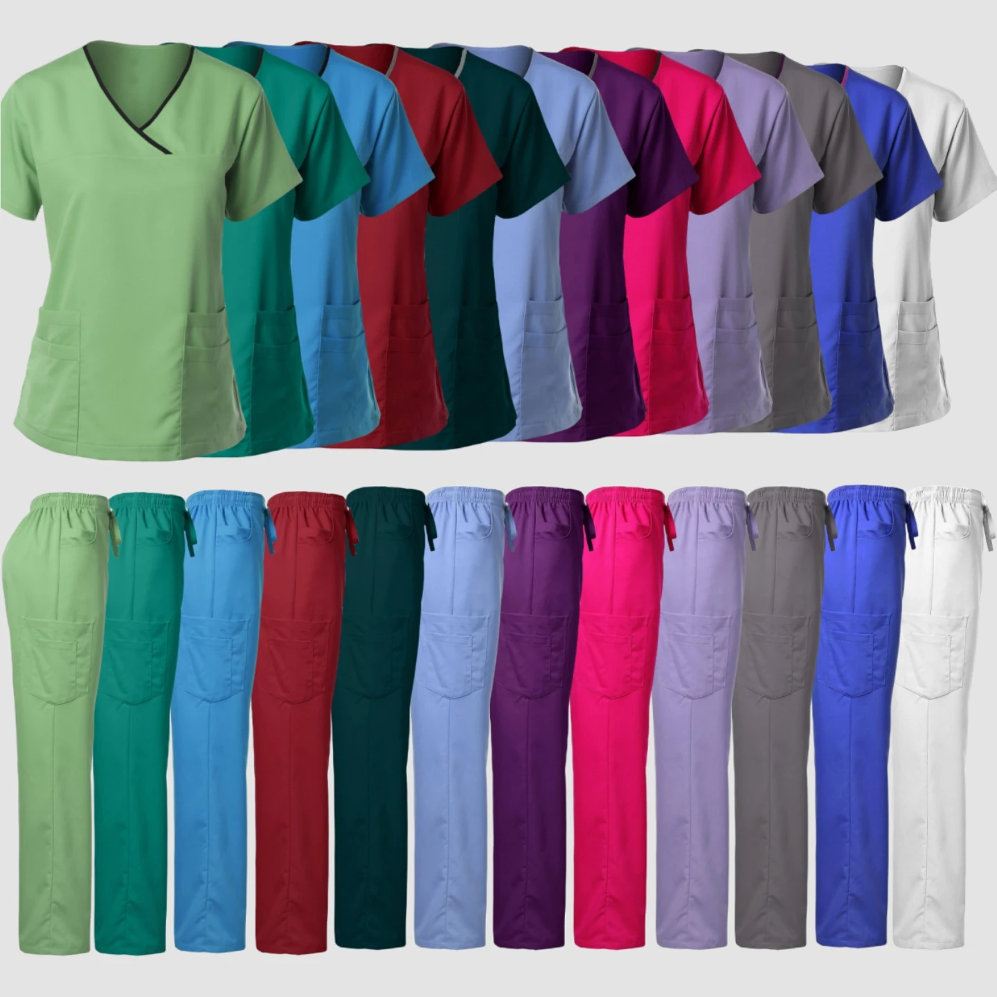 Hoge Kwaliteit Hot Sale Ziekenhuis Uniform Groothandel Tops En Broek Medische Vrouwen Verpleging Scrubs Uniformen Sets