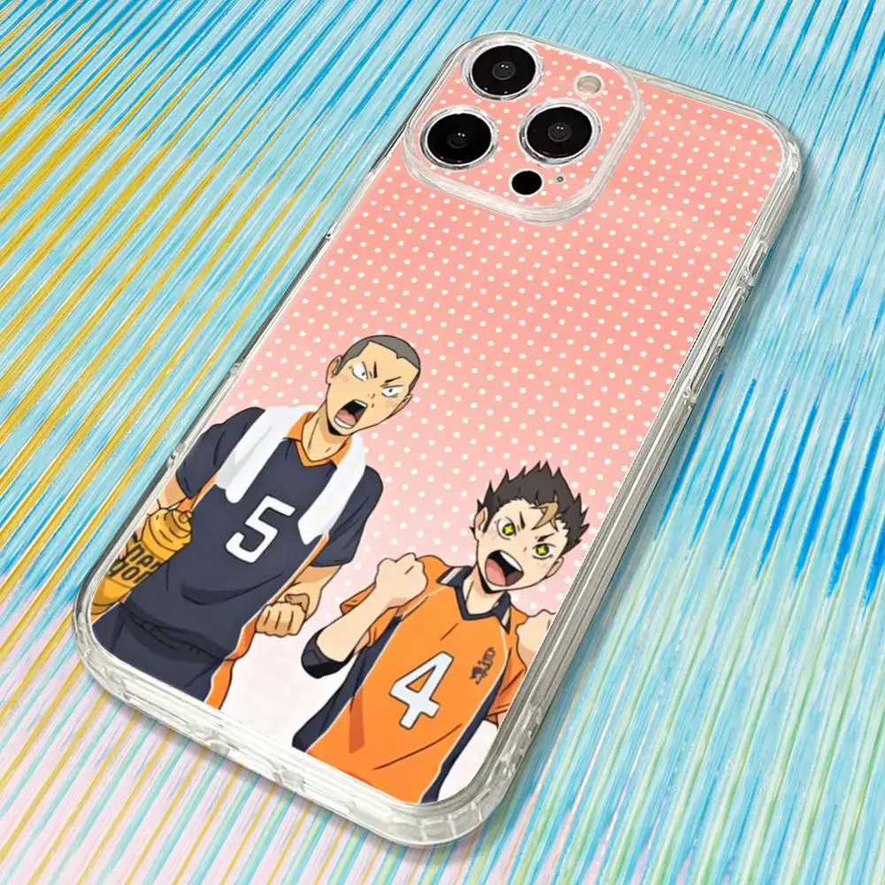 Amine H-Haikyuu Karasuno Phone Case For iPhone17,16,15,14,13,12,11 Plus,Pro Max Soft Transparent Cover
