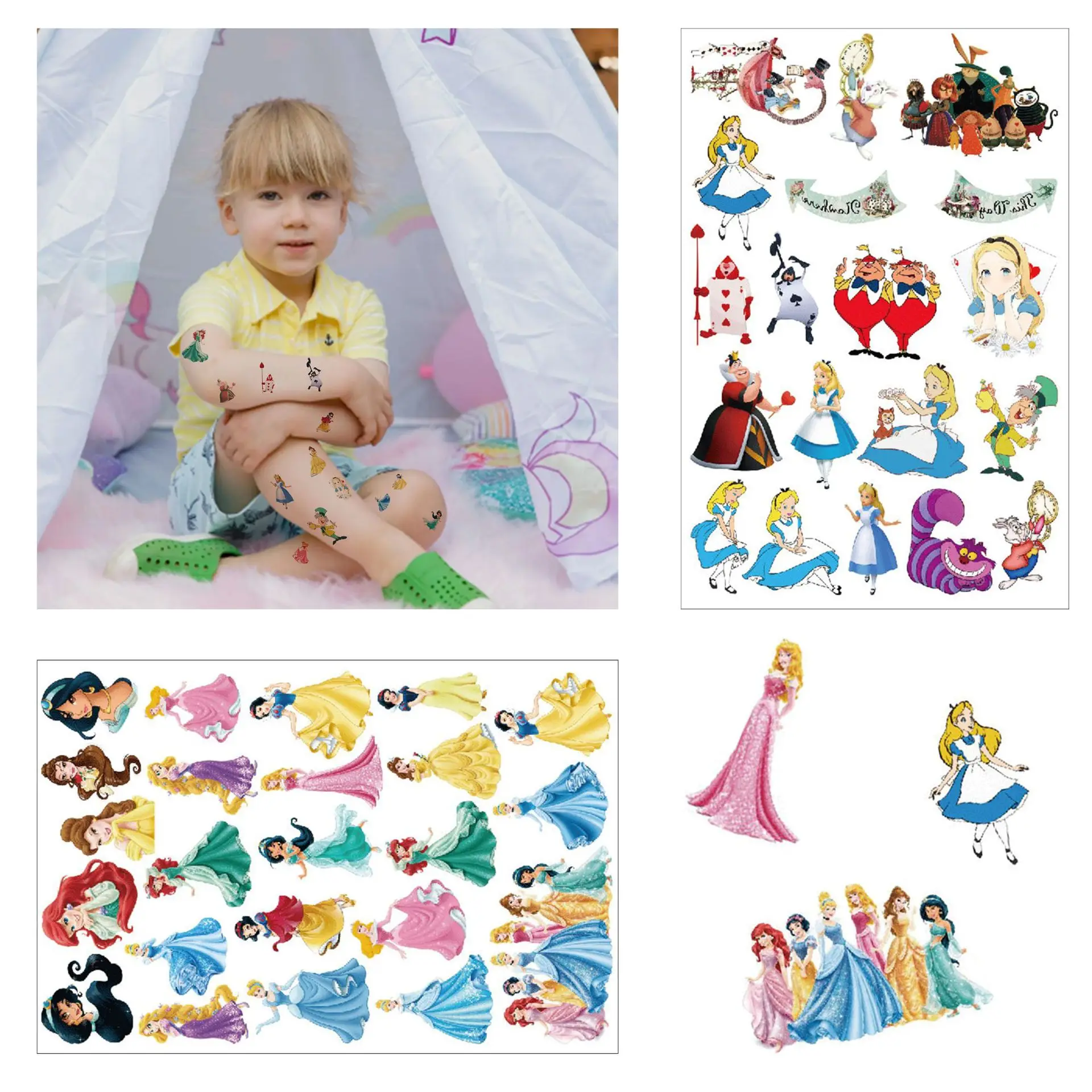 Cartoon Disney Cute Ariel Princess Stickers Aesthetic Decal Decoration Waterproof Snow White Tattoo Sticker for Girl Kid