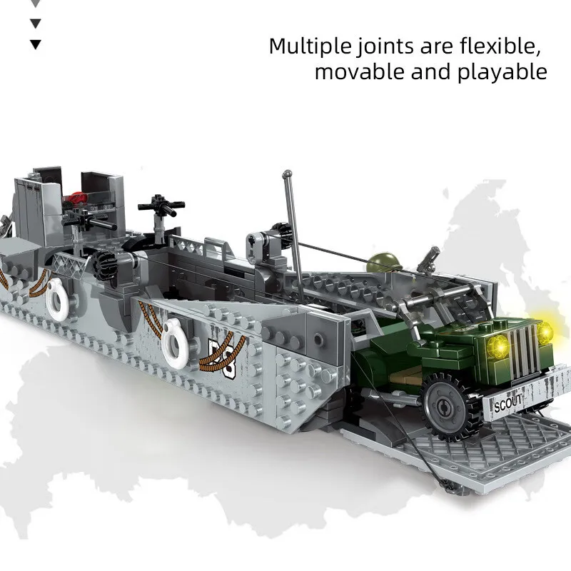 

World War Building Block United States Military Vehicle Bricks WW2 Lcm3 Landing Craft Toys Army Figures Collection For Boy Gifts