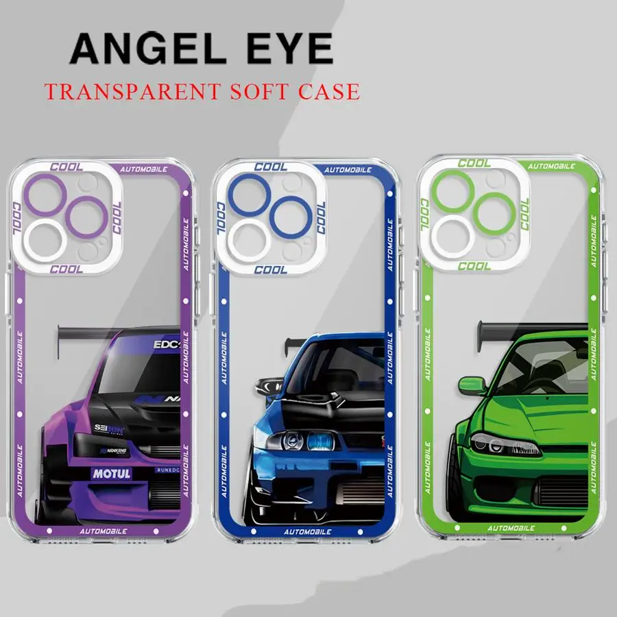 Drift Car Phone Case for Apple iPhone 16 15 Plus 13 Mini 7 8 XS Max 12 Pro SE XR 14 Pro Max 11 12ProMax Soft Cases