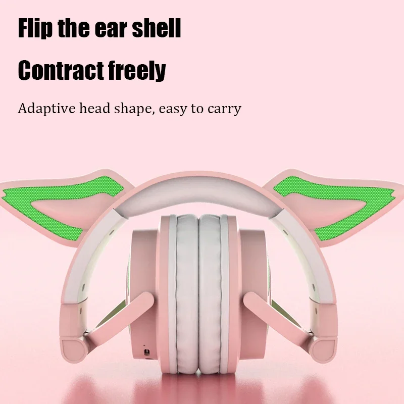 

Беспроводная игровая гарнитура Bluetooth 5.3 HiFi с высоким разрешением и объемным звуком RGB «кошачий ухо» со съемным ENCMicrophone