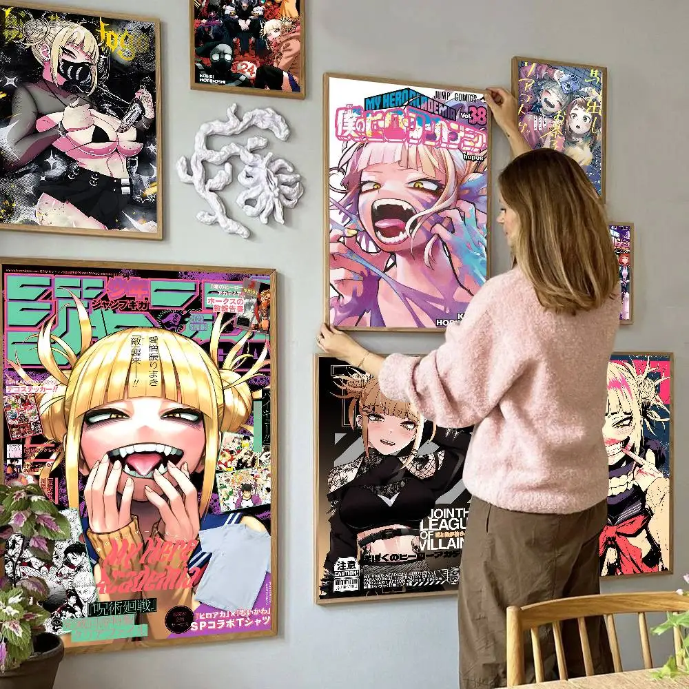 Himiko Toga My Hero Academia klassisches Anime selbstklebendes Kunstposter, HD-Qualität, Wandkunst, Retro-Poster für Heimdekoration