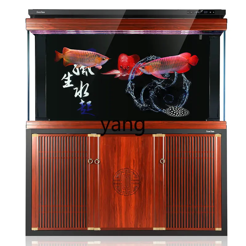 

Yjq Dragon Fish Tank Chinese Super White Aquarium Change Water Living Room Floor Home Bottom Filter Fish Tank