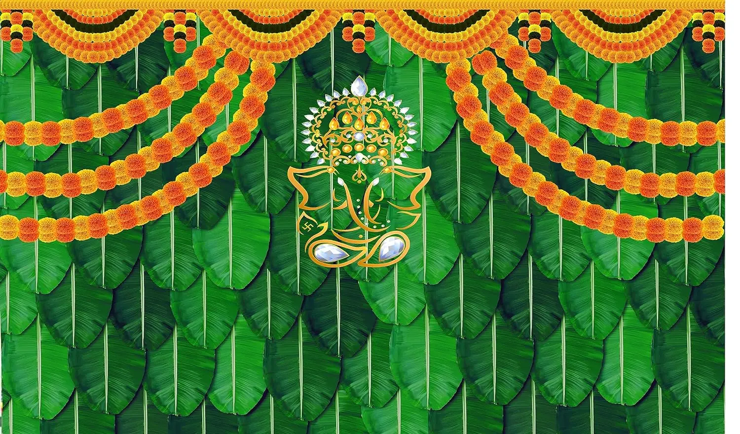 Green Orange Curtain Backdrop for Wedding Ceremony Retro Indian Style Curtain Photo Backdrop Happy Birthday Baby Shower Decor