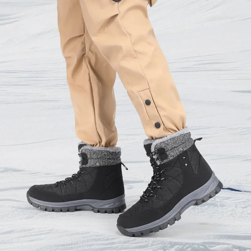 

Winter Snow Boots Waterproof Outdoor Boots Warm Faux Fur Lined Thick Cotton Shoes Slip Resistant Casual Hiking Boots For Men