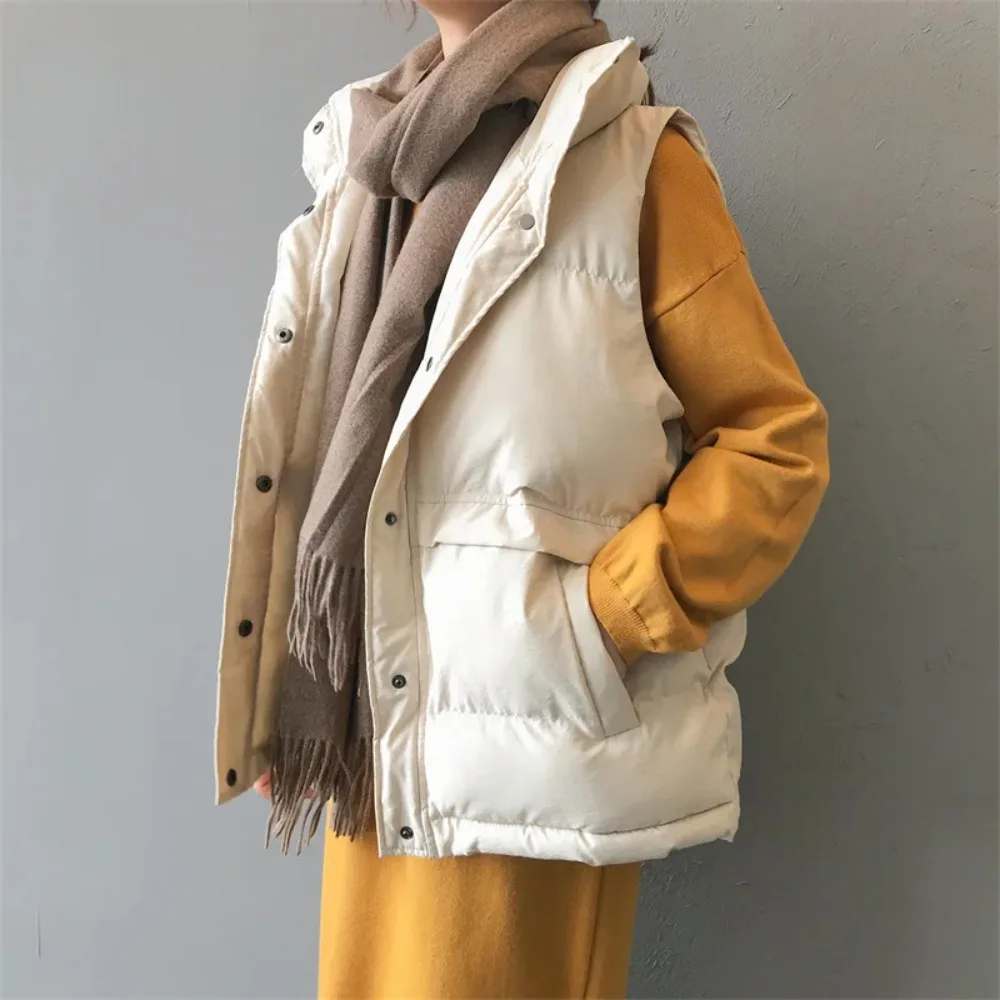 2023 Autumn Winter Ultra Light Thin Duck Down Jacket Women Quilted Short Warm Basic Vest Casual Pocket Waistcoat Female Coat