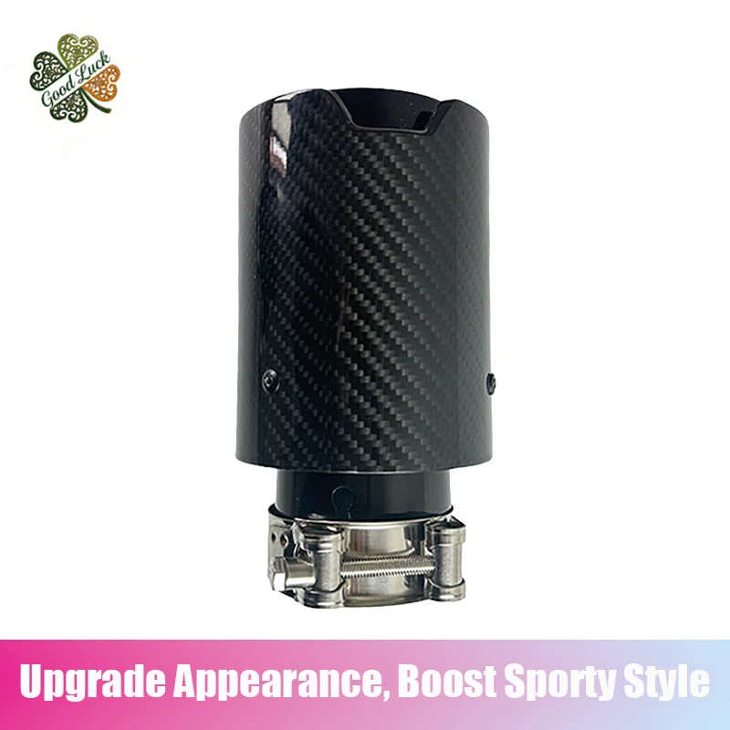 

1PC With M Logo Single Exit Inner Black Carbon Fiber Exhaust Tip For BMW Car Modified Muffler Tail Pipe