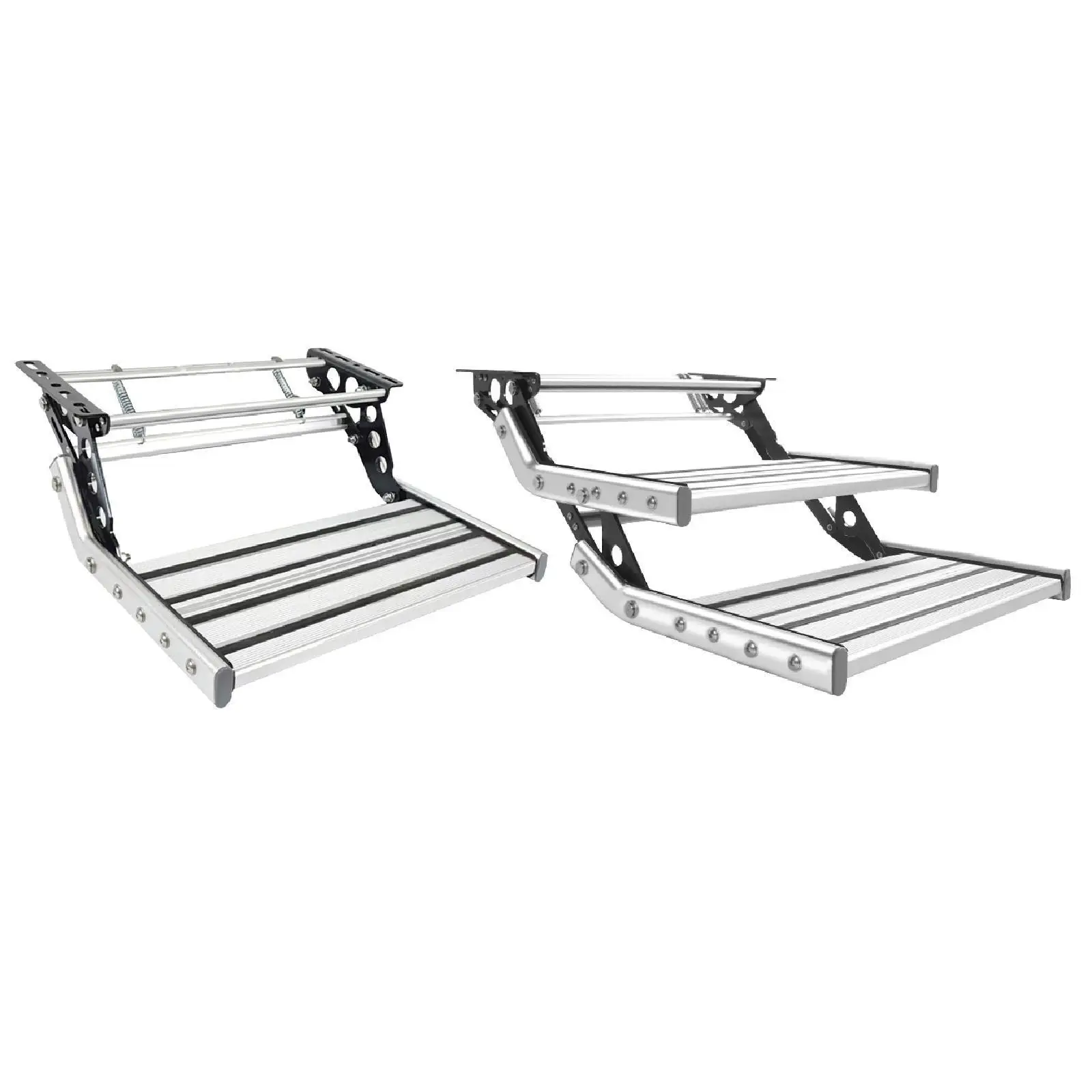 

RV Travel Trailer Manual Folding Step Anti Skid for Safe Entry and Exit Sturdy Easily Install Versatile with 12V Light