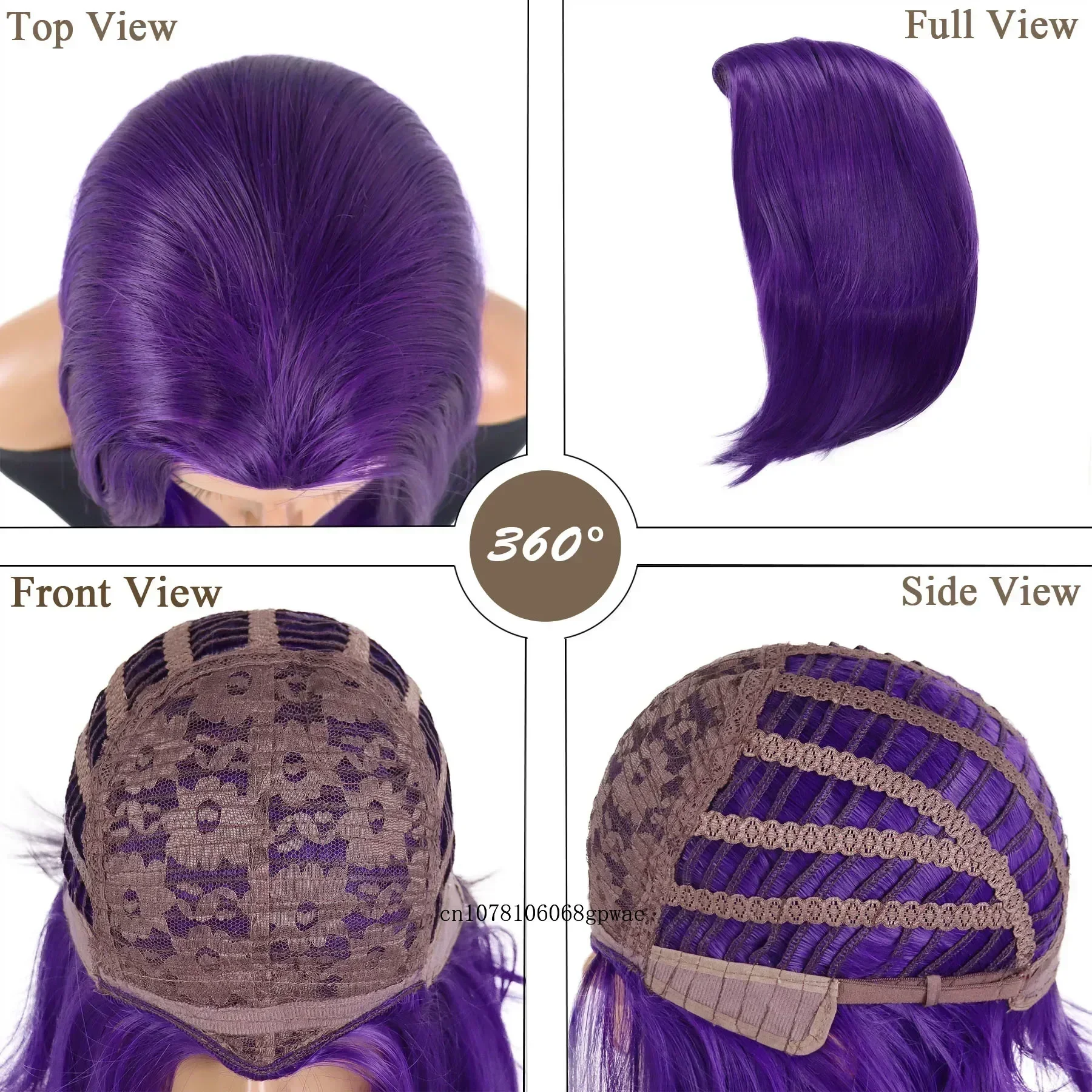 Halloween Cosplay Wigs Synthetic Purple Superhero Anime Costume Wig for Women Lady Short Bob Straight Wig Masquerade Party Use