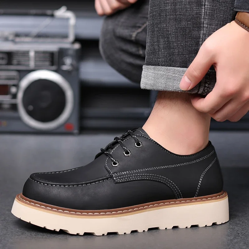 

Men Casual Shoes outdoor lace up fashion Leather Shoe outdoor Shoes Zapatos Casuales Hombres oxfords Men leather Shoes