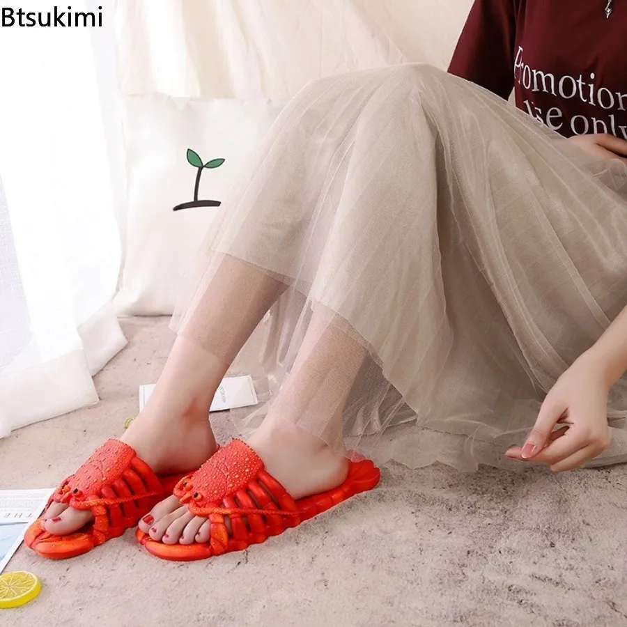 New 2026 Summer Fun Cartoon Lobster Slippers PVC Soft Bottom Cool Slippers Fashion Men and Women Couple Non Slip Beach Slippers view 4