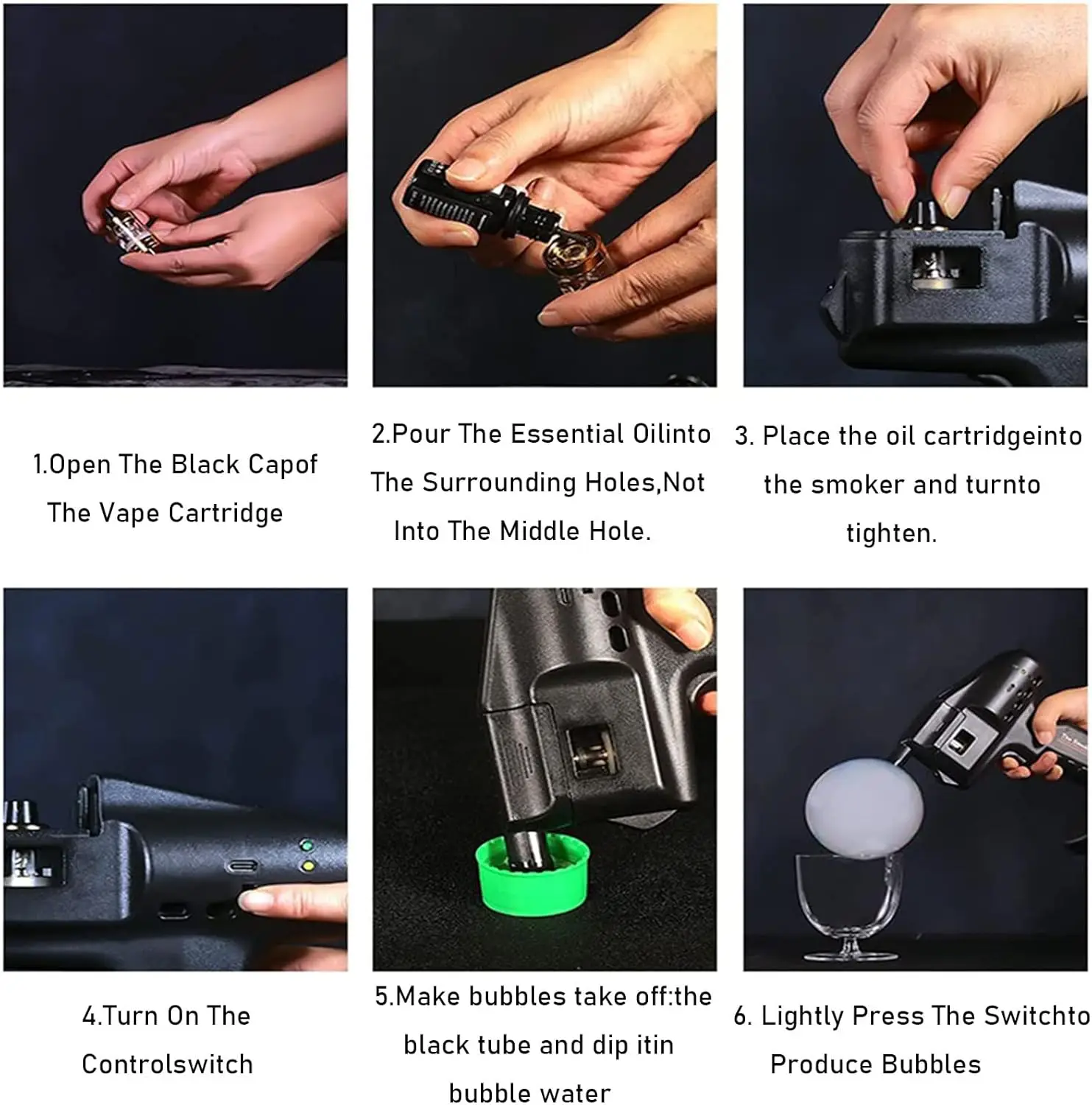 Cocktail Smoke Bubble Gun - USB Powered With 5-Flavor Aroma Liquid & Edible Bubbles For Cold Smoking Food & Drinks view 6