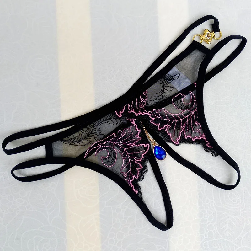 مثير الملابس الداخلية الخاصة الدانتيل الأزهار سيسي سراويل مع قلادة مفتوحة المنشعب سيور لمجوهرات الجسم الجنس الملابس الداخلية المثيرة #5