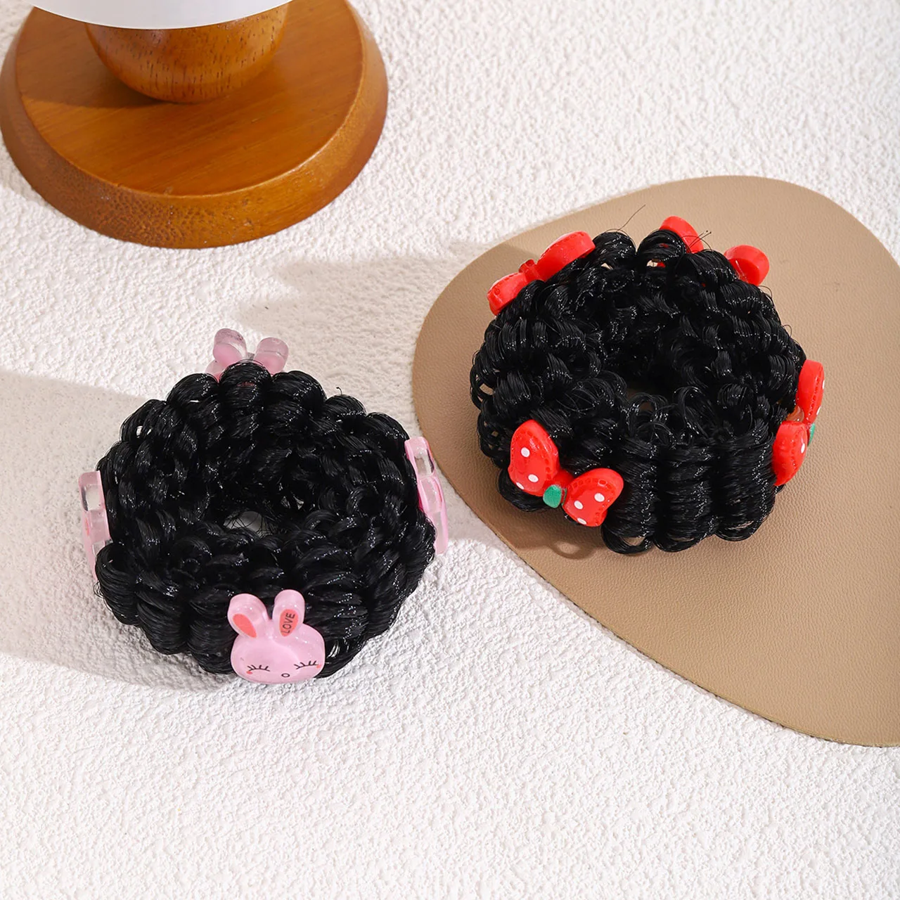 

Black Wig Hair Ties Elastic Rubber Band Cute Cartoon Ponytail Headband Princess Girl Floral Scrunchie Rope Kids Hair Accessories