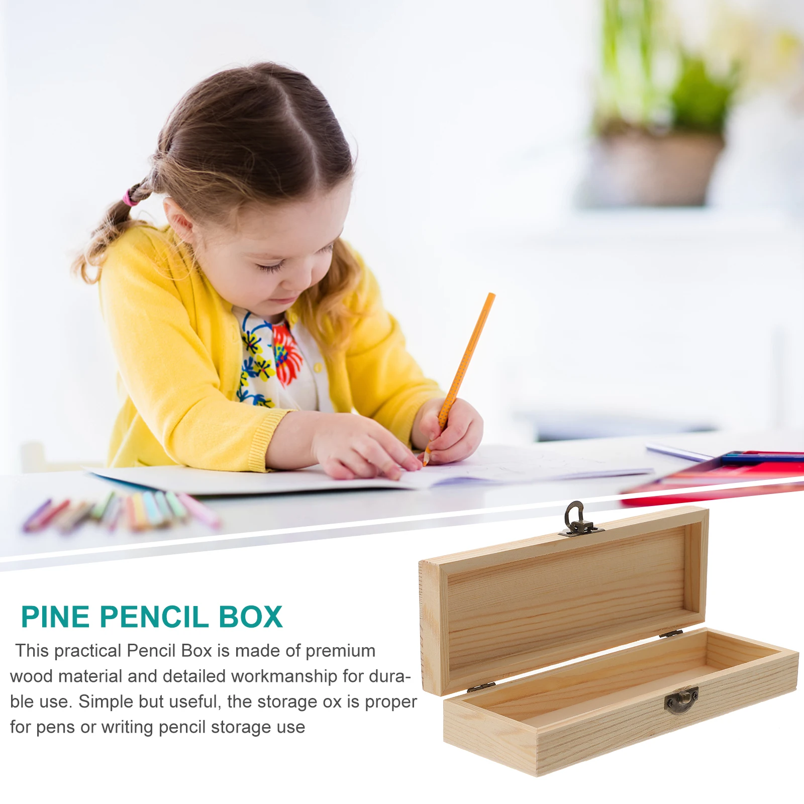 Wooden Painting Mold School Supplies Pencil Case Holder for Desk Large Stationery Storage Boxes - Image 2