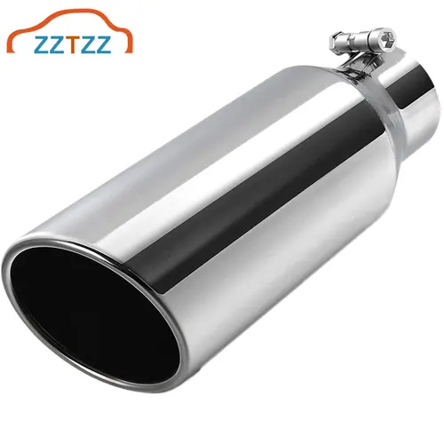 Punta de escape de entrada de 7,6 cm, perno en tubo de escape pulido de acero inoxidable para tubo de escape de 7,6 cm de diámetro exterior