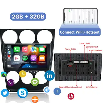 適用於馬自達6 Atenza(2002-2008)的ANYFAR車用收音機,支援Android 13系統,無線CarPlay、Android Auto、GPS導航、WiFi、藍牙、FM收音機,2GB+32GB儲存空間 10 最佳銷售 2003年馬自達6 - №1