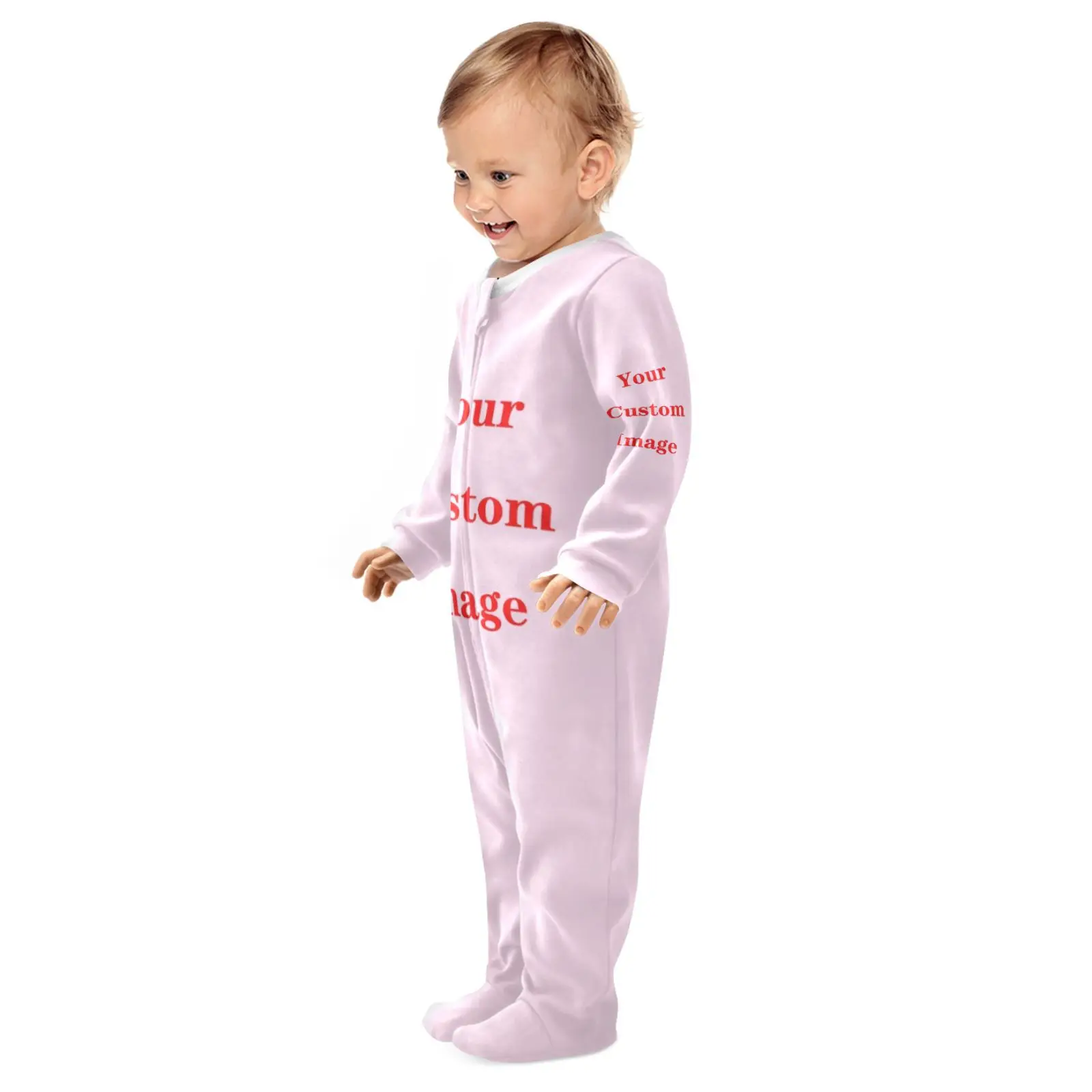 ทารกแรกเกิดเด็กทารกผ้าฝ้าย 100% เสื้อผ้าปรับแต่งภาพสาวชิ้นเดียว Footies ชุดนอนเหมาะสําหรับฤดูใบไม้ผลิและฤดูใบไม้ร่วง