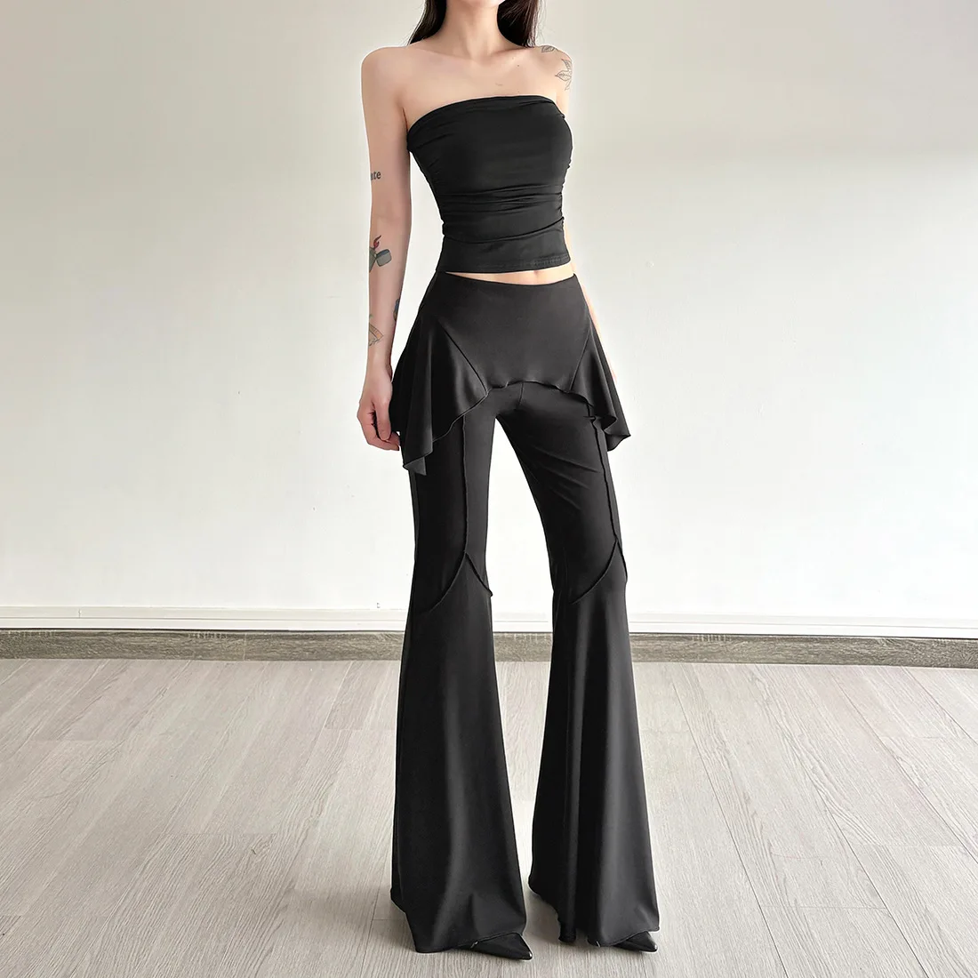 

Summer Casual High Waist Long Pants Fake Two-Piece Trend Design Sense Ci Walk Suitable for Warm Weather ort orts