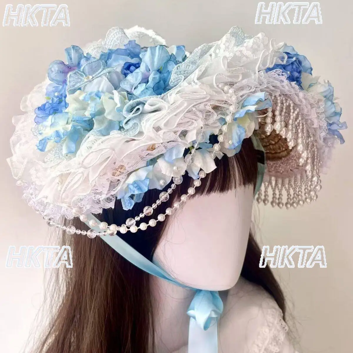 

Handmade Lolita Flat Hat Summer Collection Fresh Elegant Floral Beaded Sun Cap Princesses Girls Tea Parties Bnt Cos Cosplay Hats