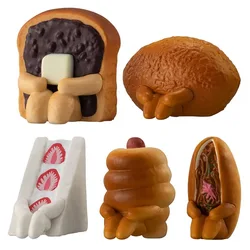 Japanese Genuine Gacha Scale Model Waiting Bread Toast Sitting Position Cute Tabletop Decoration Action Figure Toys