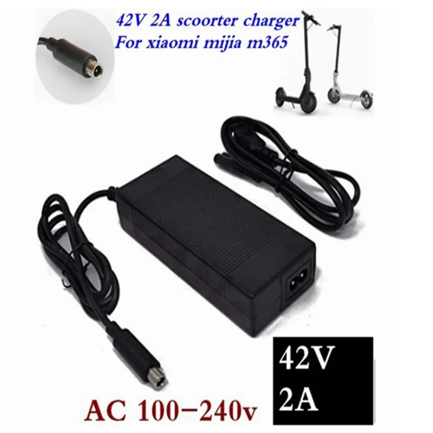 Carregador de alimentação para scooter elétrico, AOVPRO, M365 Pro, Pure Air Go, 42V, 2A