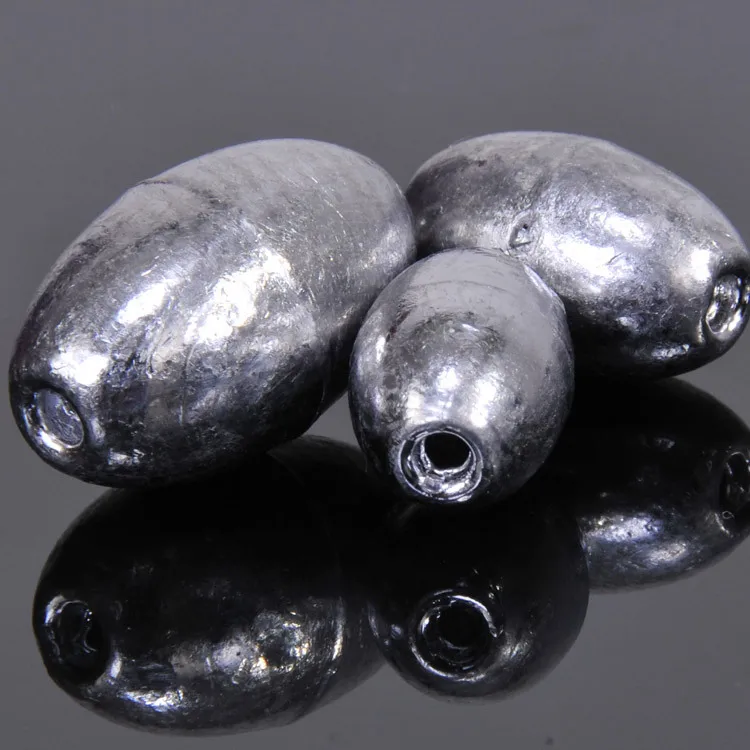 Angelzubehör, Bleisinker, olivförmig, hohl, reine Bleisinker, Lot 5-teilig, Ausverkauf – Detail 3