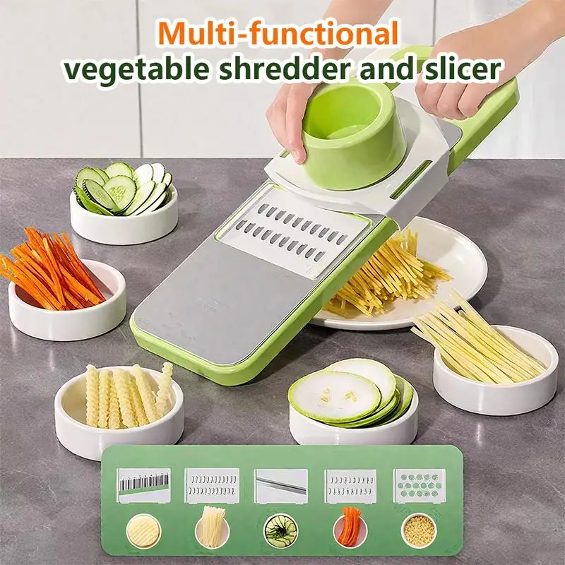 Multi-functional Vegetable Slicer with Cheese Grater Adjustable Stainless Steel Blade Comfort Grip Safety Features Easy to Clean