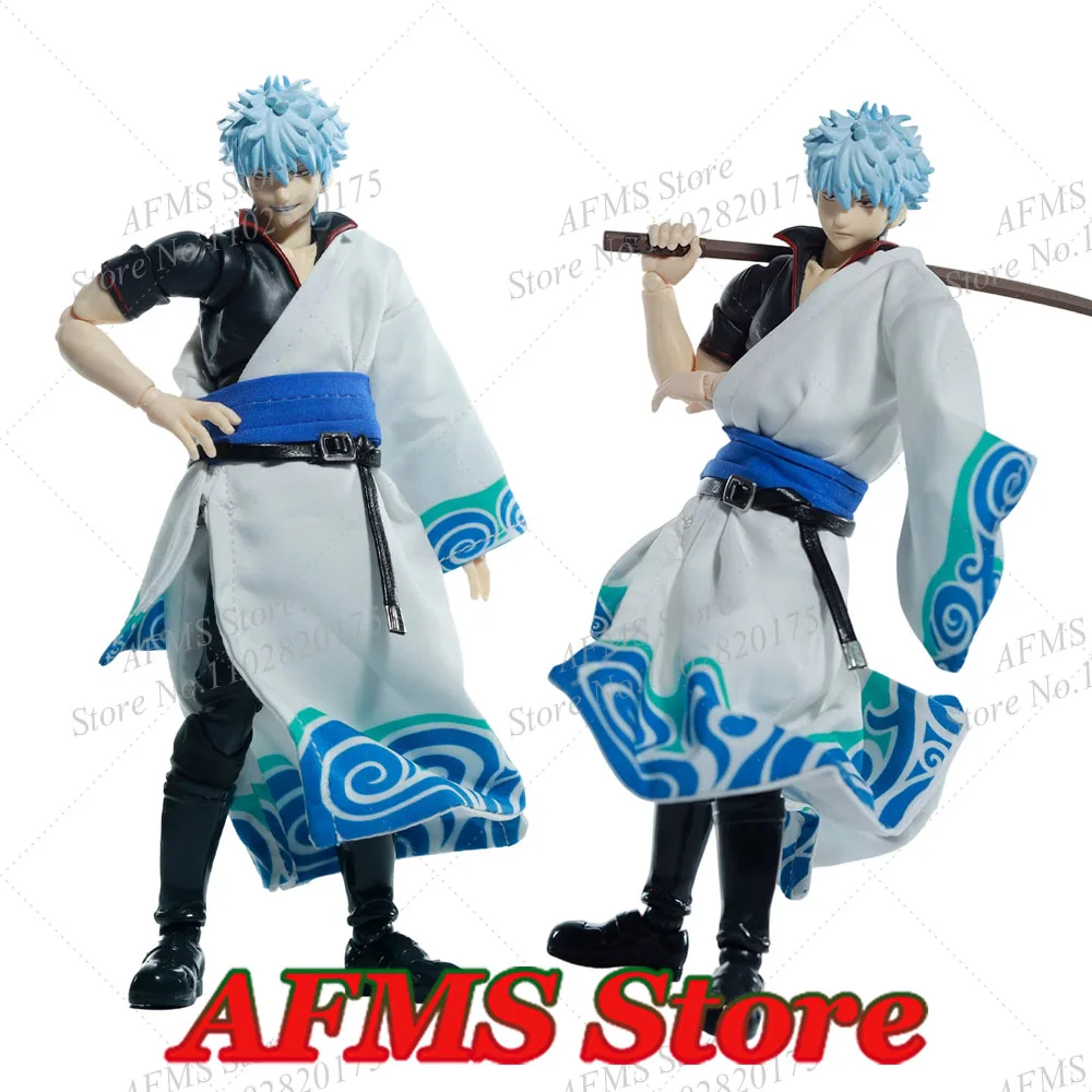 1/12 مقياس تحصيل الشكل أنيمي بوي الساموراي رداء كيمونو أبيض أزرق أنماط التمرير طباعة صالح 6 بوصة عمل الشكل الجندي #1