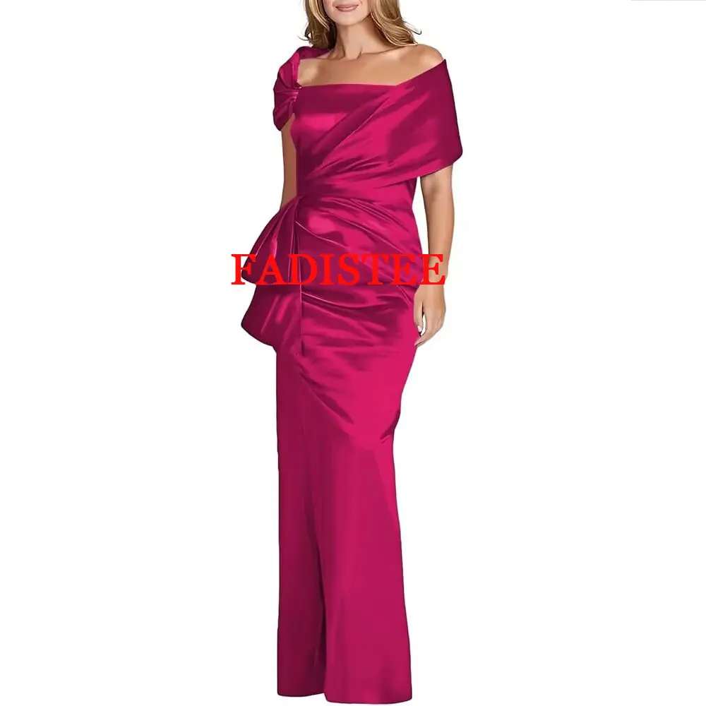 Abiti da ballo personalizzati Abiti per la madre della sposa per le donne Abiti da festa di nozze a sirena in raso con spalle scoperte Allacciatura sul retro