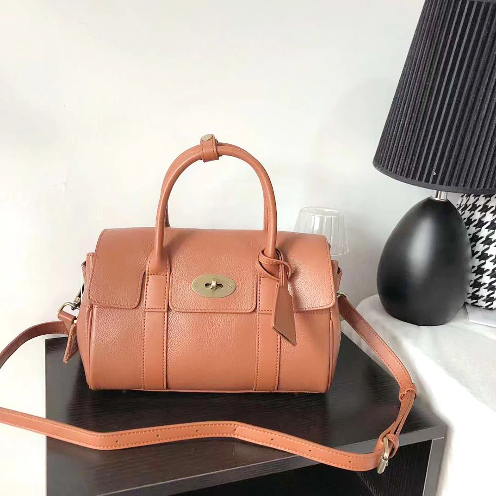 Luxury Design Women Satchel Shoulder Handbag Genuine Leather Female Messenger Bag Top Handle Business Lady Small Portfolio Bag