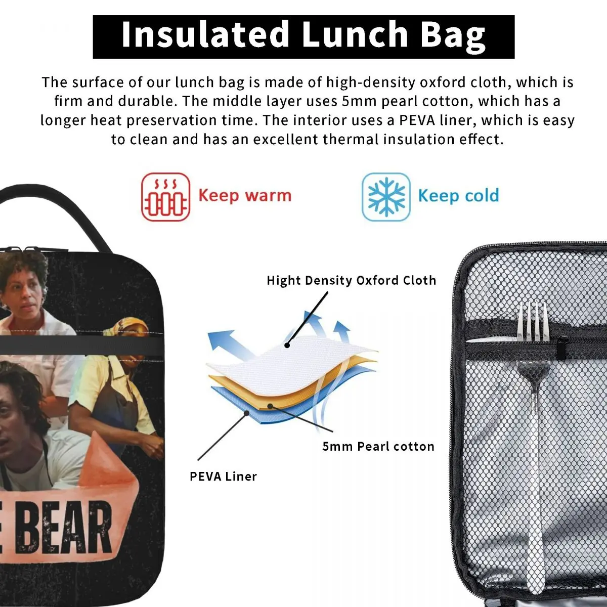 The Bear TV Show-fiambrera con aislamiento, bolsa de comida portátil, nevera térmica para Picnic, novedad de 2024