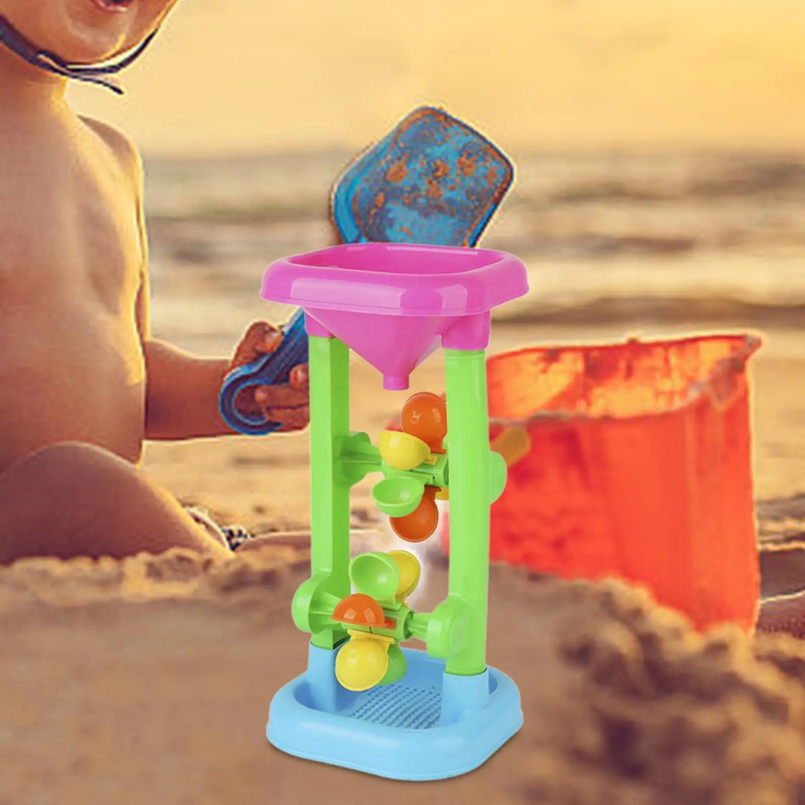 Kids Beach Sandbox Toys, Outdoor Beach Sand Hourglass Water Wheel Toy for Sandbox, Summer, Sand Table