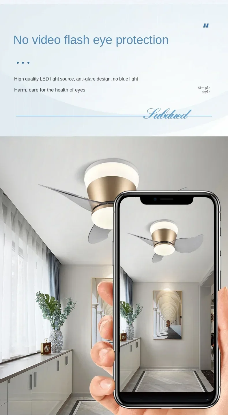 New Mini Ultra-thin Ceiling Fan Light Balcony Hallway Porch  Changing Room Narrow Space  Variable Frequency Ceiling Fan Light