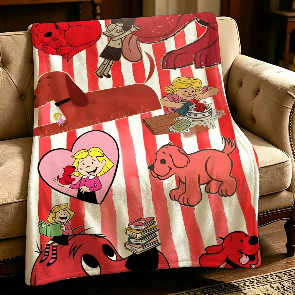 cartoon C-Clifford the Big Red Dog-g Throw Thick Comfort Flannel Quilt, Multi-scene Use Indoor Outdoor Daily Nap view 3