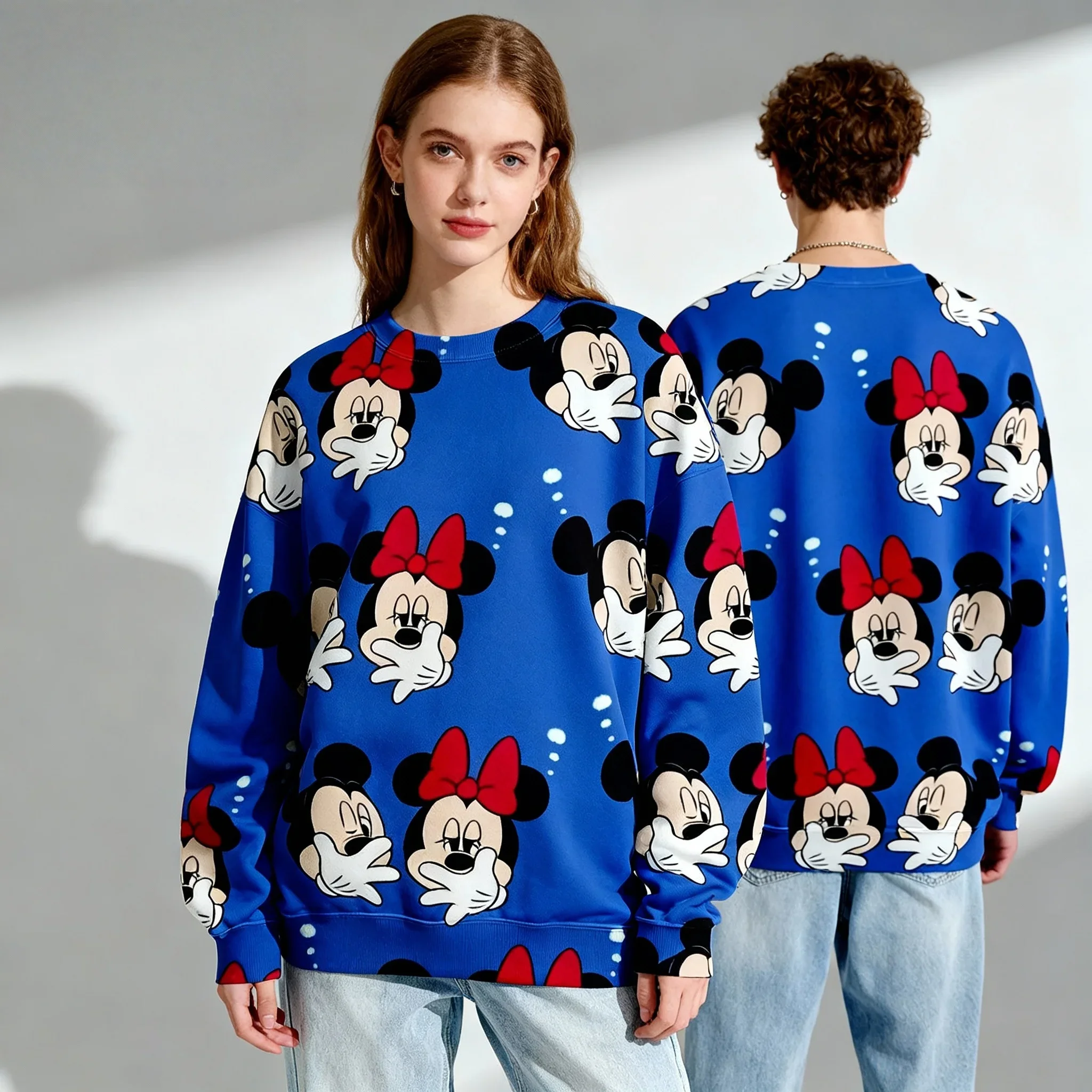 الخريف/الشتاء سلسلة الرسوم المتحركة ديزني مينيفيني سويت كول المتضخم المرأة الشارع الكبار الأطفال جولة الرقبة هوديي #5