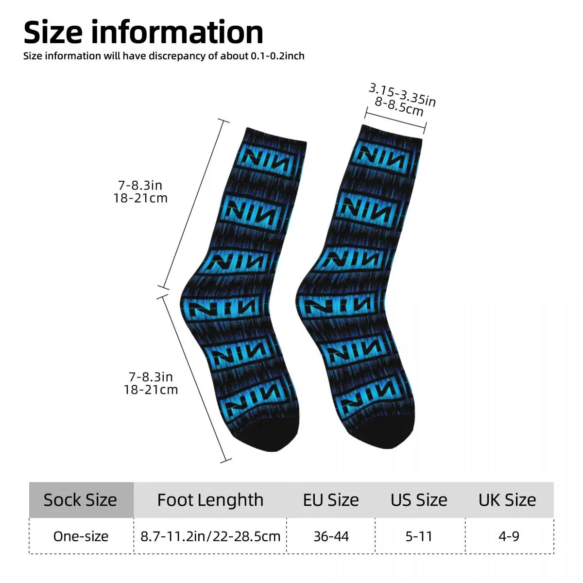 Women Men Socks Dark Blue Nine Inch Naills Logo Stockings Spring Funny High Quality Socks Printed Climbing Anti Bacterial Socks image 5