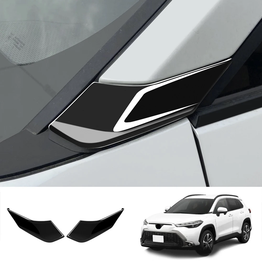 Exterior Glossy Black a Pillar Front Side Window Panel Cover Trim Garnish for Toyota Corolla Cross 2021 2022