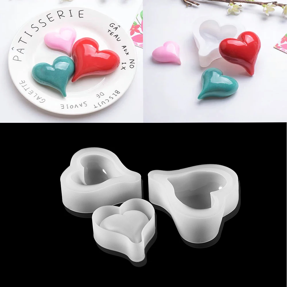 3D Love Heart Shape Silicone Molds Cake Pudding Decoration Epoxy Resin Molds For DIY Jewelry Making Resin Crafts Accessories