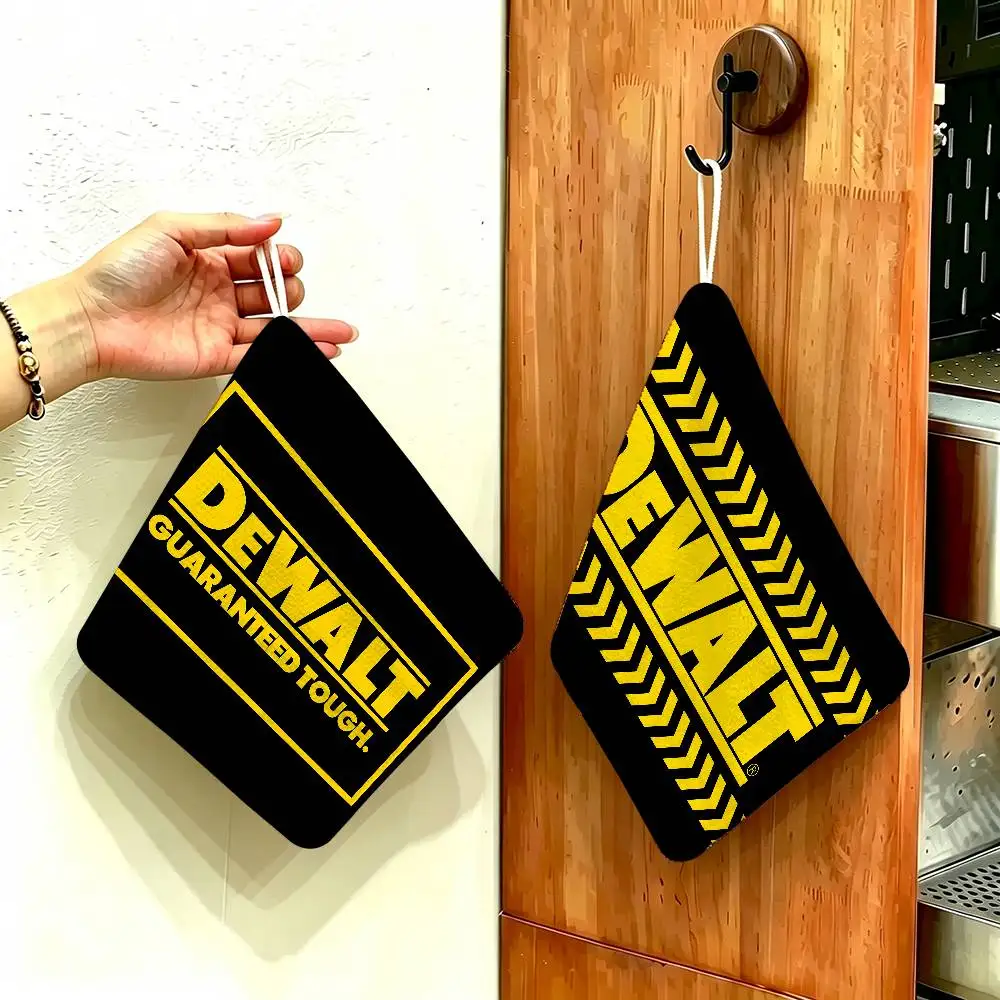 Popular D-DEWALT Logo Reusable Hanging Kitchen Towel, Polyester Cotton Soft Fabric for Office Home Daily Life