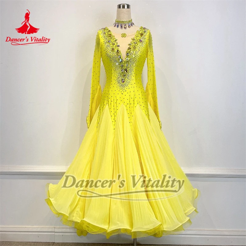 Danser Vitaliteit Volwassen Sexy V-vormige Rug Ballroom Dans Plooirok Slinger Uitvoeren & Wedstrijd Jurken Wals Outfit Aangepaste
