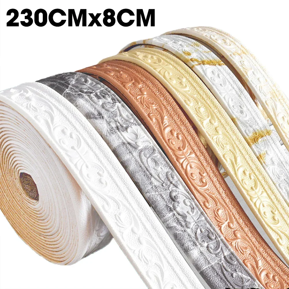 3D-Schaum-Wandaufkleber, selbstklebend, wasserdicht, Fußleiste, Tapetenbordüre, Wandaufkleber, Wohnzimmer, Schlafzimmer, Zuhause, Wanddekorationen