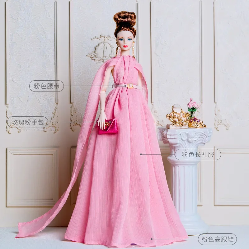 Pink dress / high quality gown + shoes / 1/6 Doll clothes suit Ornate outfit accessories for 30cm Xinyi Fr2 ST PP Barbie Doll