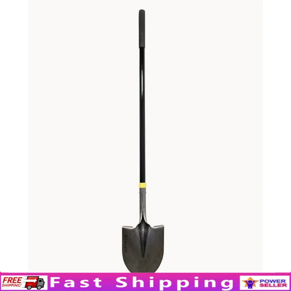 

Durable Round Shovel with Long Handle High Carbon Steel Blade Reinforced Structure Foot Support 50 Inch Length Heavy Duty