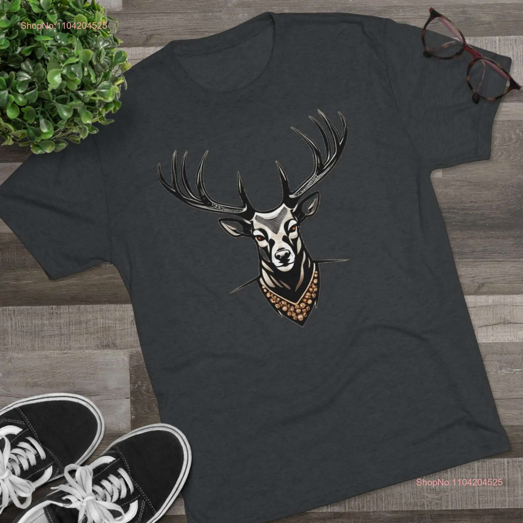 Whitetail Deer Bling Hunting Tri Blend Crew T Shirt long or short sleeves