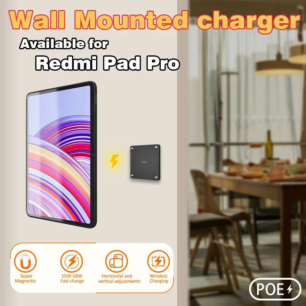 

POE Magnetic Wall Mount with Charging Case for xiaomi pad 6 Max Upgraded 18W Quick Charge Strong Magnets in Wall emonita