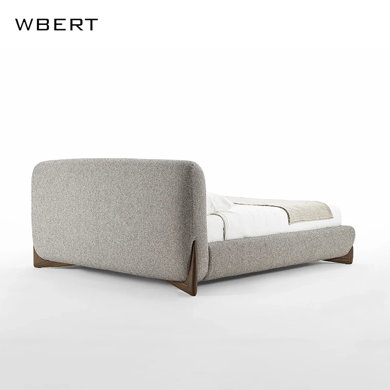 WBERT-cama doble de madera maciza de 1,8 m, dormitorio principal minimalista italiano, tela moderna, juegos de marcos de estilo suave