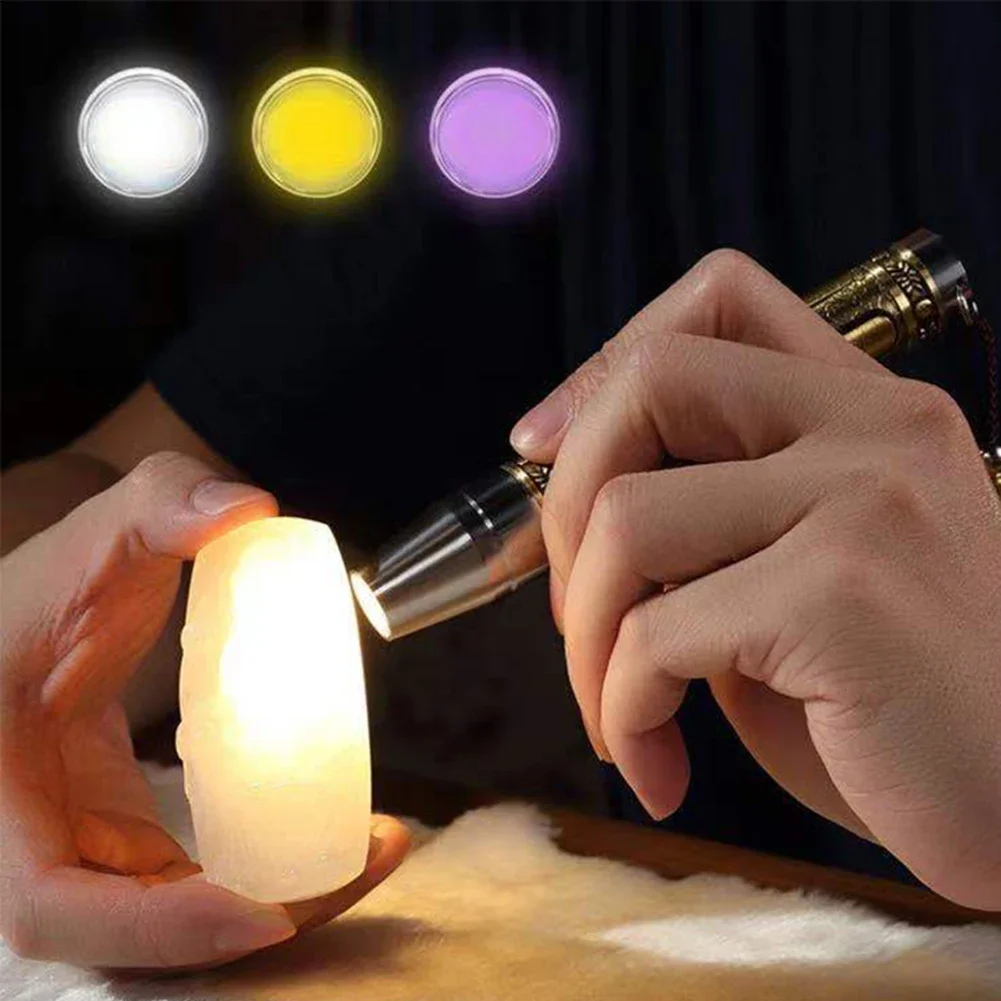 Jade Detector Light 3 Modes 365nm Jade Identification Flashlight Ultraviolet LED UV Torch Lamp for Emerald Jewelry Gems Amber